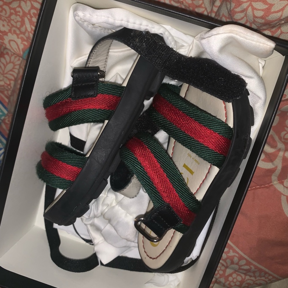 Gucci leather and web sandals